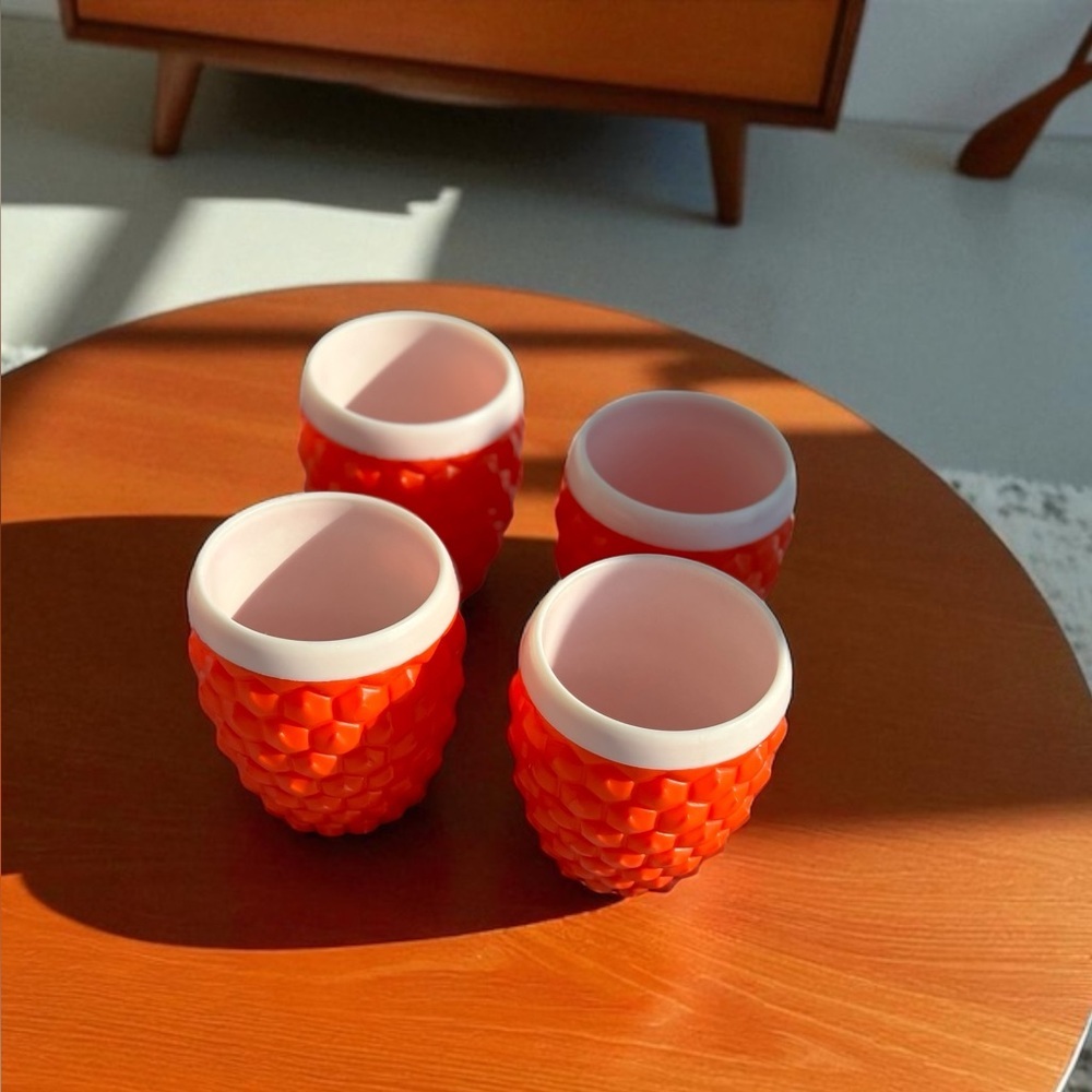 Mid Century Modern Orange Tumblers Set of 4